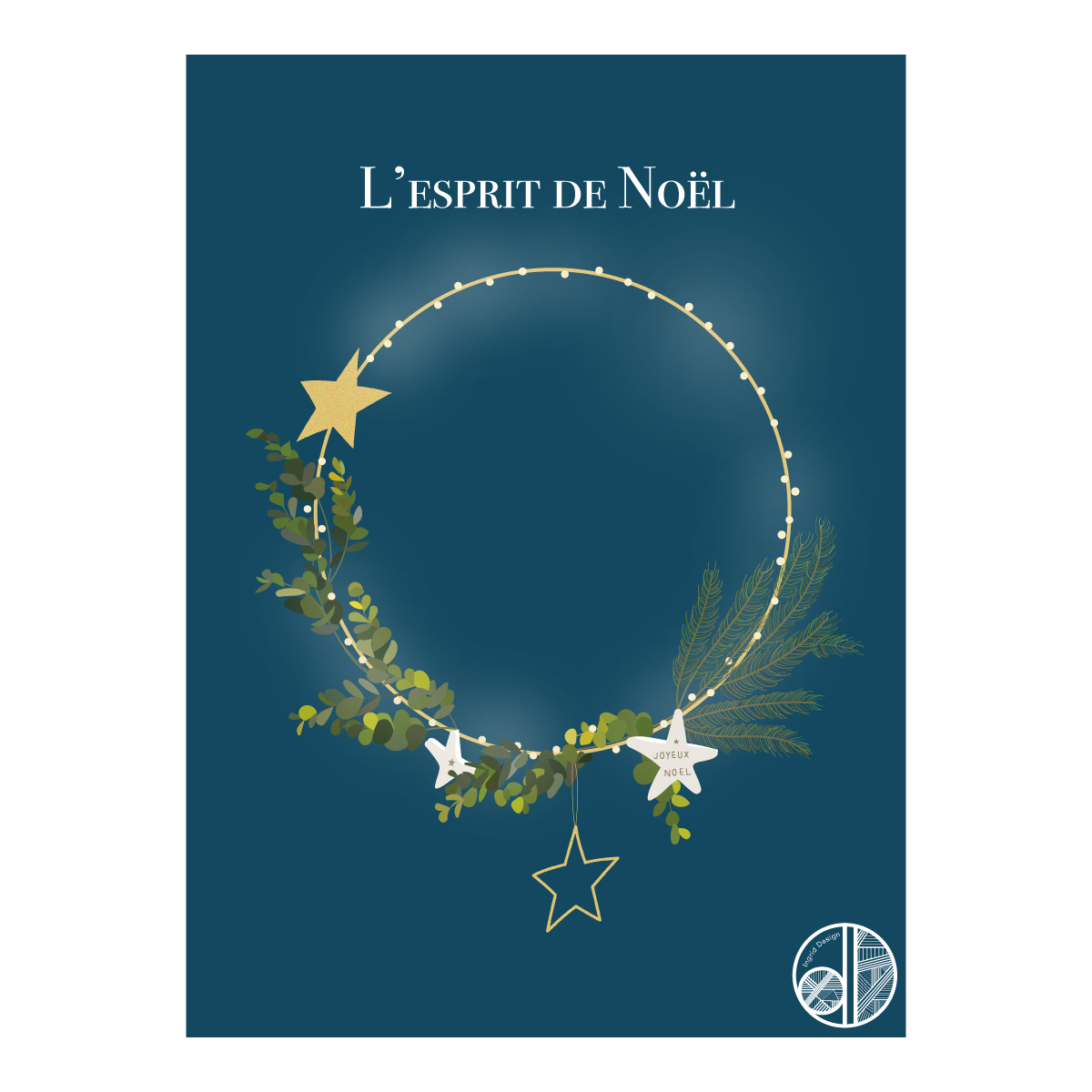 Esprit de Noël couronne étoiles cercle lumière