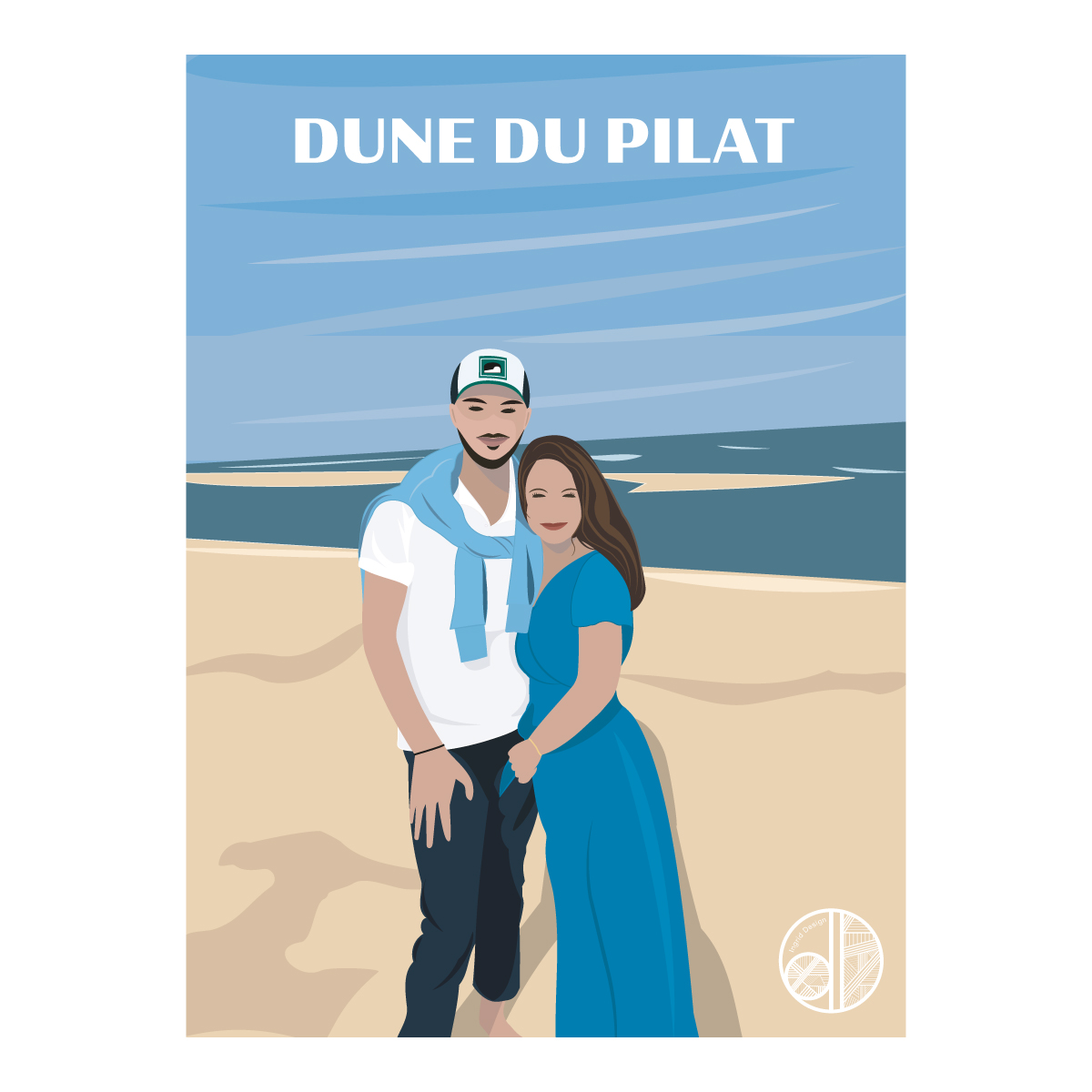 Affiche couple dune du pilat Arcachon plage