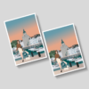 2 cartes postales shopping grosse horloge La Rochelle