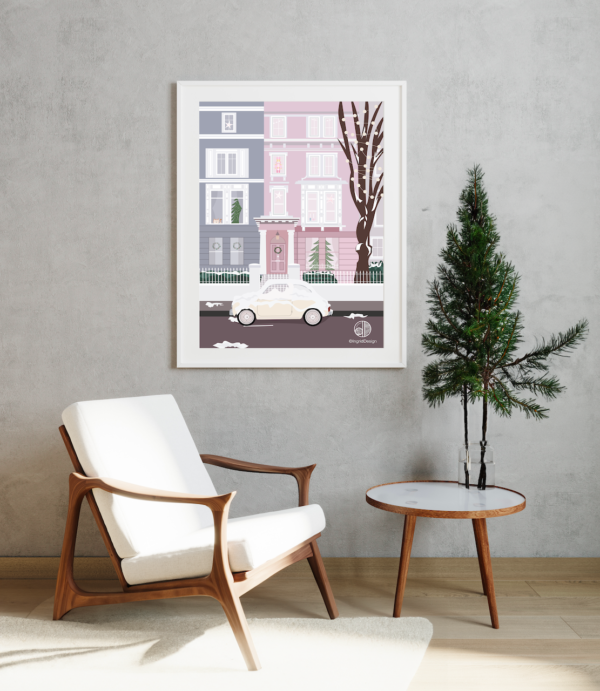 Affiche 40x50 façade rose de Noël