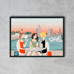 Affiche A3 apéro filles port de La Rochelle