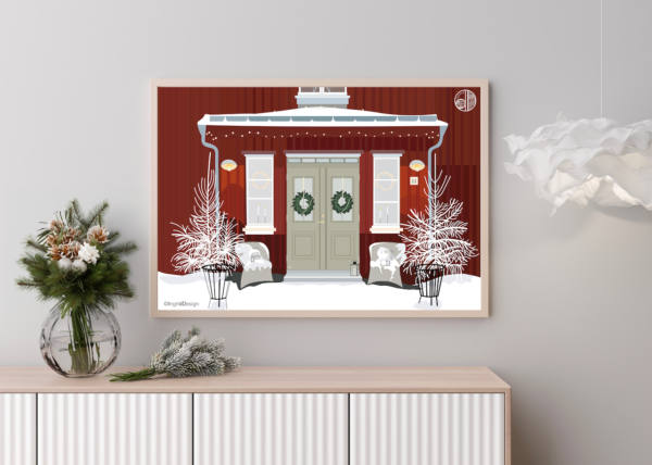 Affiche maison sous la neige