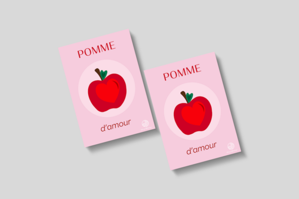 2 cartes postales pommes d'amour