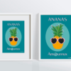 Cadres blanc 30x40 et 40x50 cm ananas amoureux