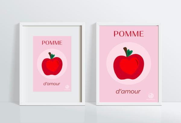 cadres blanc 30x40 et 40x50 cm pomme d'amour